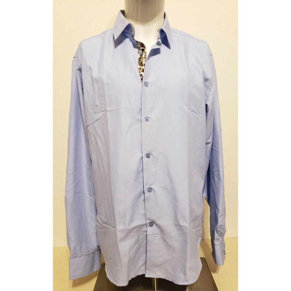 Jordan Jasper Shirt Mens Size Large Button Up Blue Longsleeve Flower Cuffs